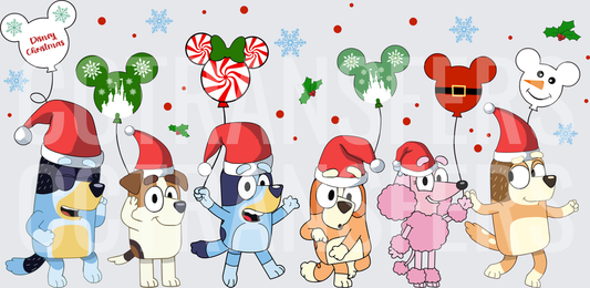 Cartoon Dog Squad Santa Hats Magic Mouse Balloons (DTF)