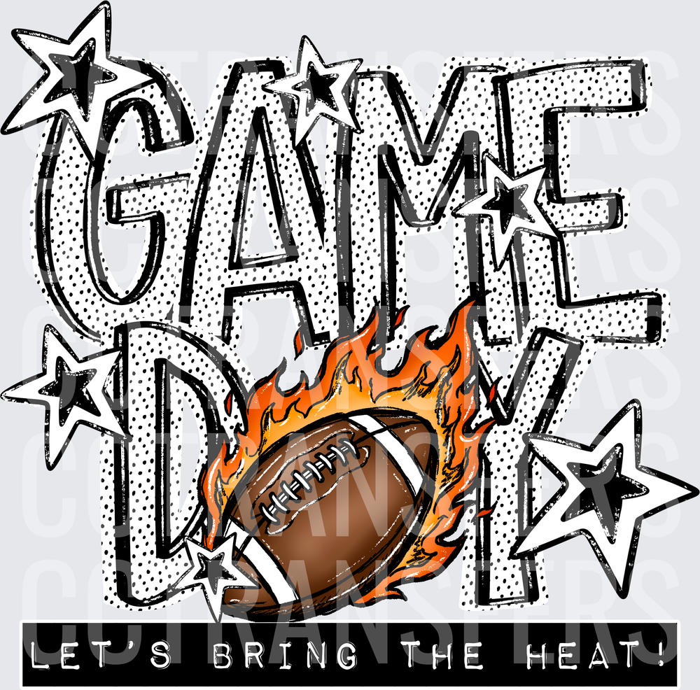 Game Day Let's Bring The Heat Flaming Football Stars (DTF)
