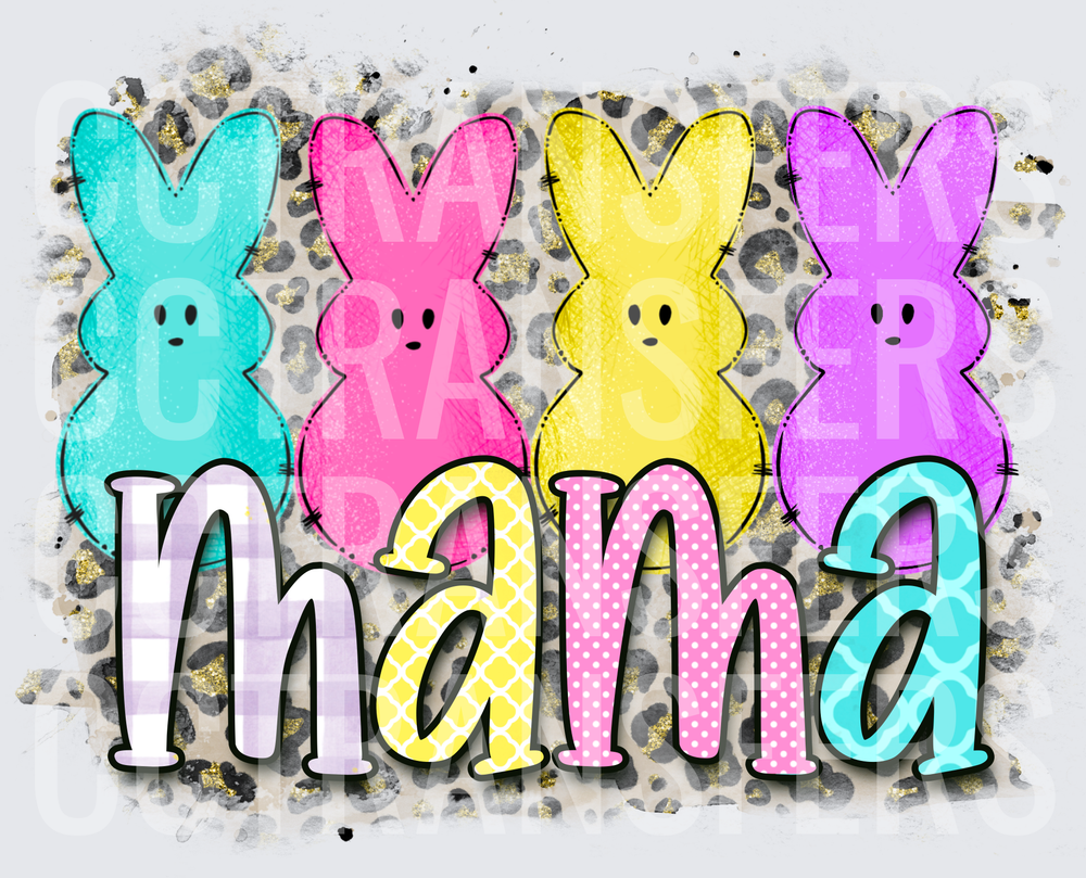 Mama Easter Bunny Marshmallow Chicks Leopard (DTF)