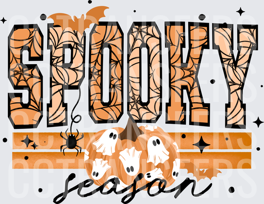 Spooky Season Pumpkin Ghost Spider Web Halloween (DTF)