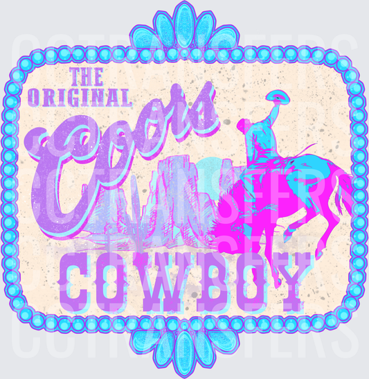 The Original Coors Cowboy Rodeo Western Turquoise Badge (DTF)