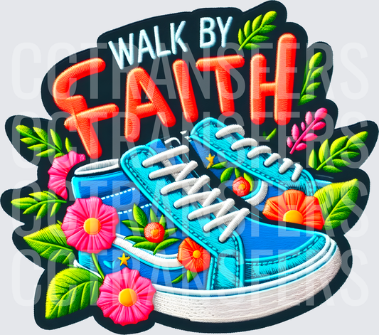 Walk By Faith Floral Sneakers (DTF)