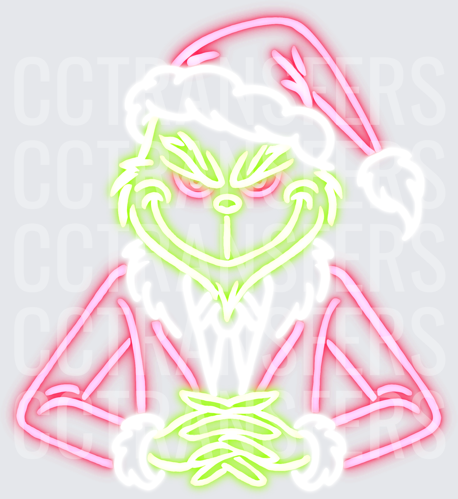 Neon Green Furry Christmas Villain G-Man Glowing (DTF)
