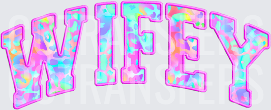 Wifey Pastel Cow Print Varsity Letter Arc (DTF)