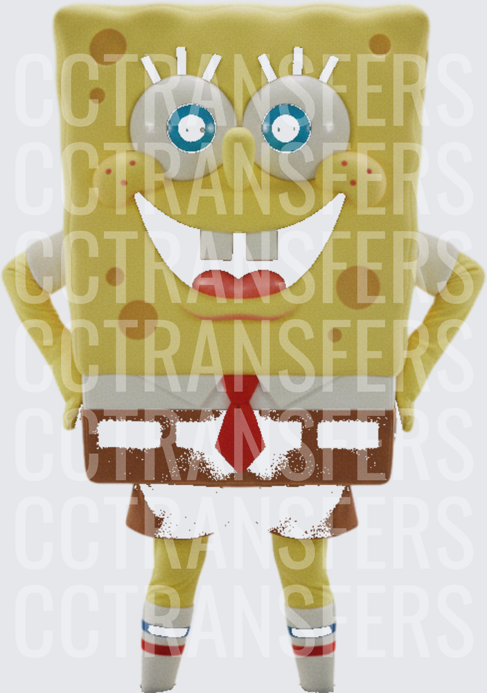 Smiling Yellow Square Sponge Character Hands On Hips (DTF)