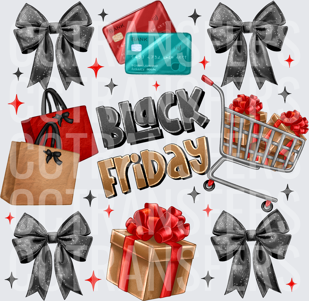 Black Friday Shopping Glam Bows & Gifts Collage (DTF)