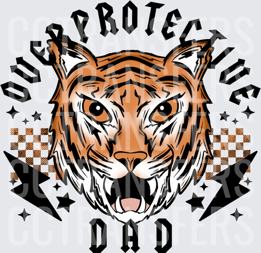 Overprotective Dad Roaring Tiger Lightning Bolt (DTF)