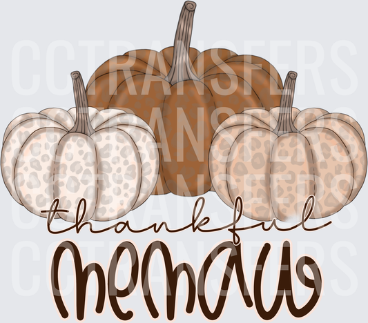 Thankful Memaw Leopard Print Pumpkin Trio (DTF)