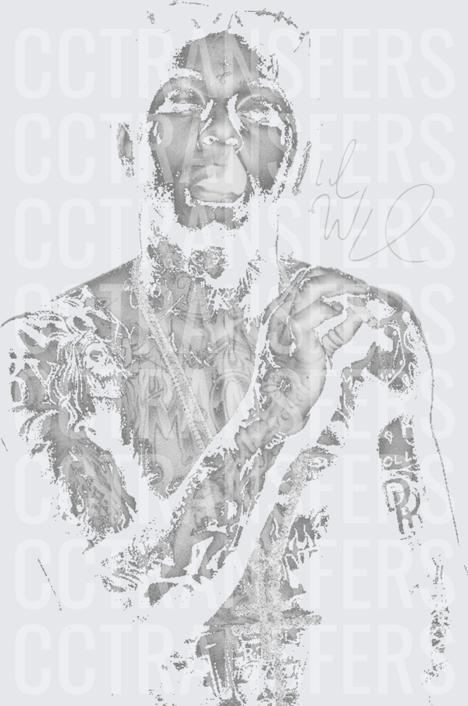 Tattooed Male Artist Grayscale Portrait Signature (DTF)