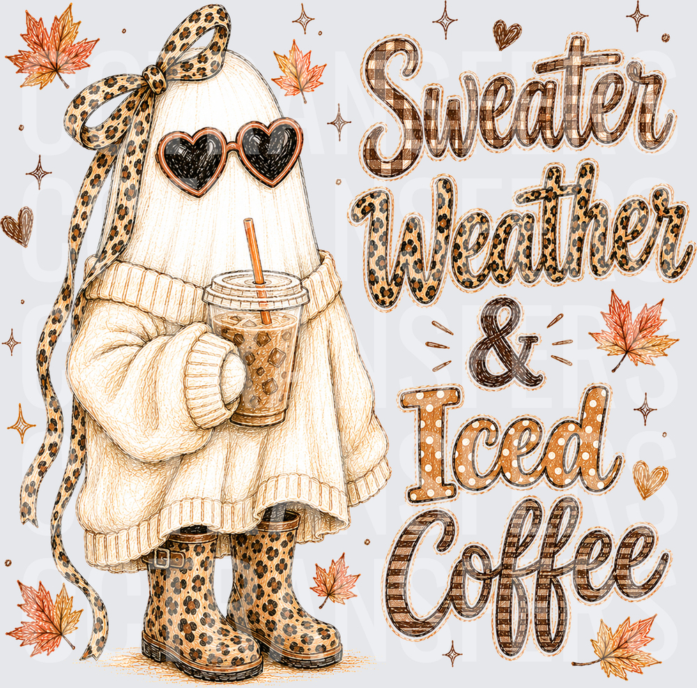 Sweater Weather & Iced Coffee Fall Ghost (DTF)