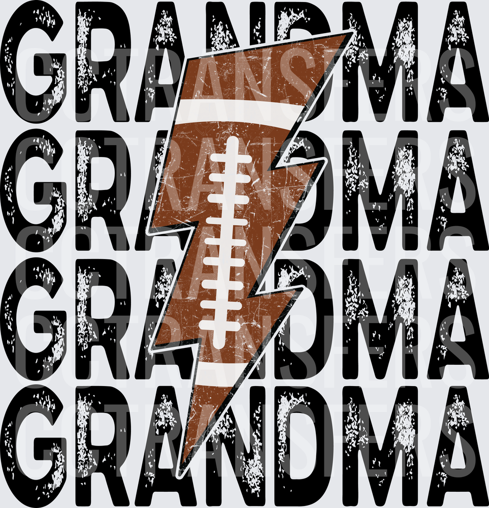 Grandma Stacked Repeat Football Lightning Bolt Distressed (DTF)