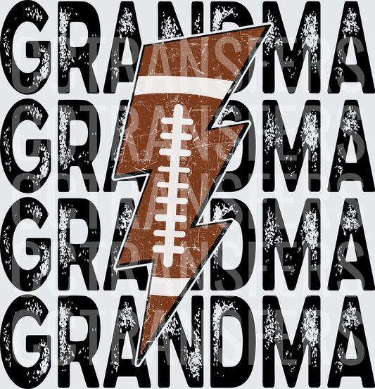 Grandma Stacked Repeat Football Lightning Bolt Distressed (DTF)