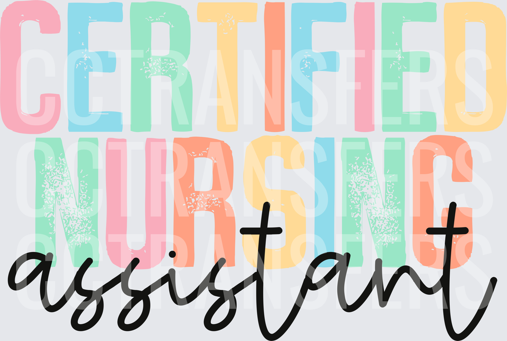 Certified Nursing Assistant Pastel Distressed Letters (DTF)