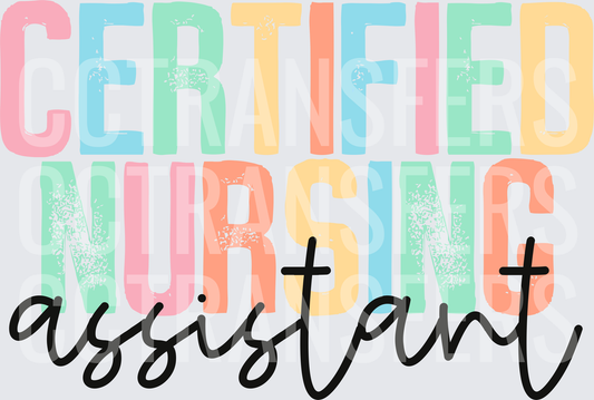 Certified Nursing Assistant Pastel Distressed Letters (DTF)