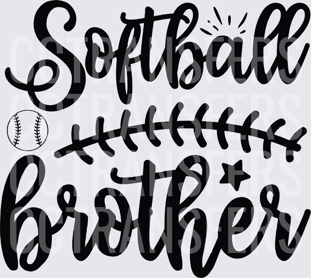 Softball Brother Script with Ball and Laces (DTF)