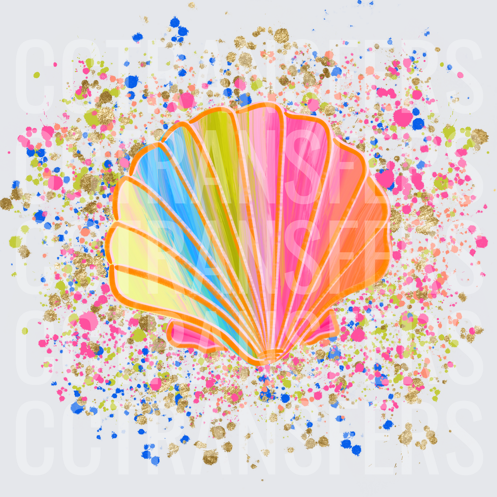 Colorful Scallop Seashell Paint Splash (DTF)