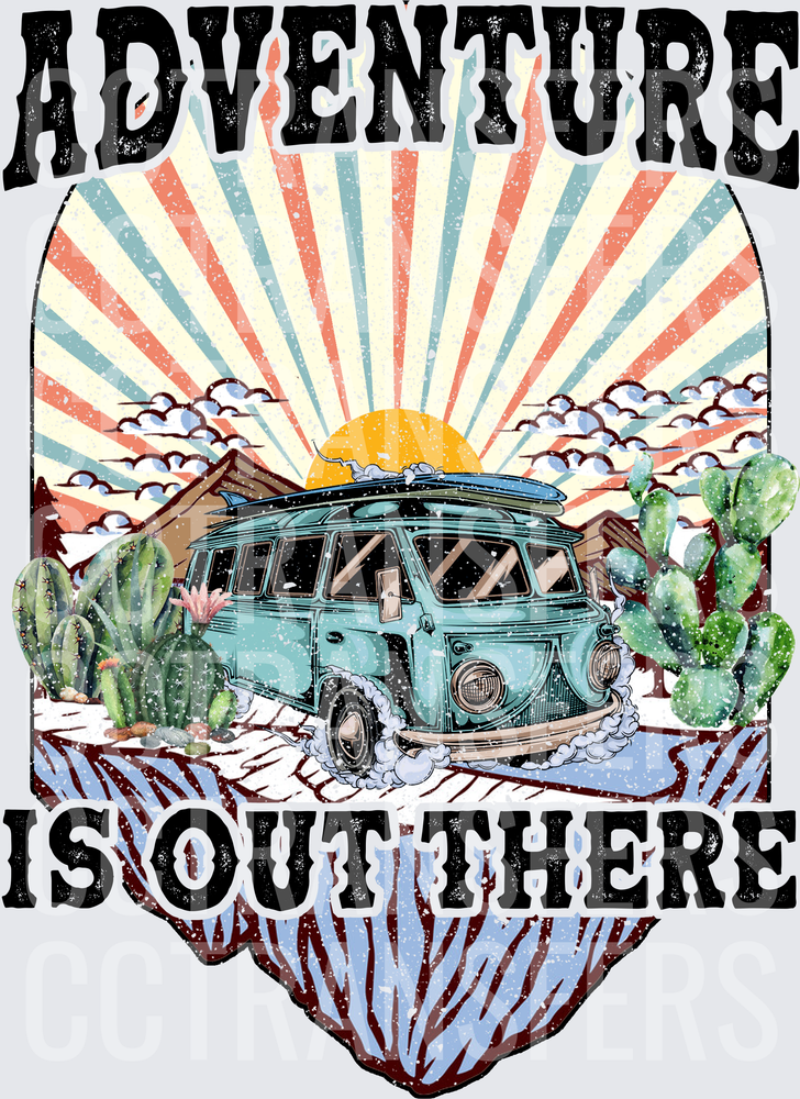Adventure Is Out There Retro Van Desert Sunrise (DTF)