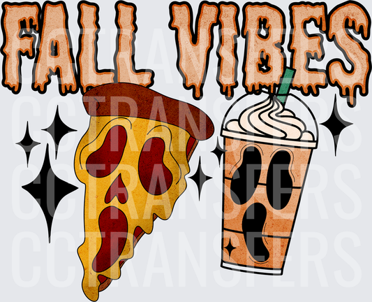 Fall Vibes Halloween Pizza Slice Spooky Frappuccino (DTF)