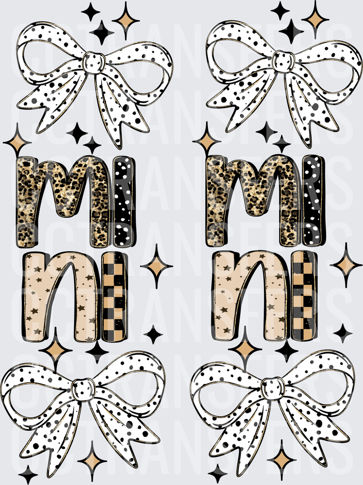 Mini Leopard Checkered Polka Dot Bow Sparkle Gang Sheet (DTF)