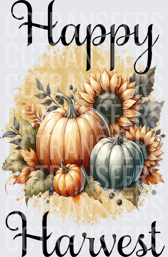 Happy Harvest Pumpkins and Sunflowers Fall Design (DTF)
