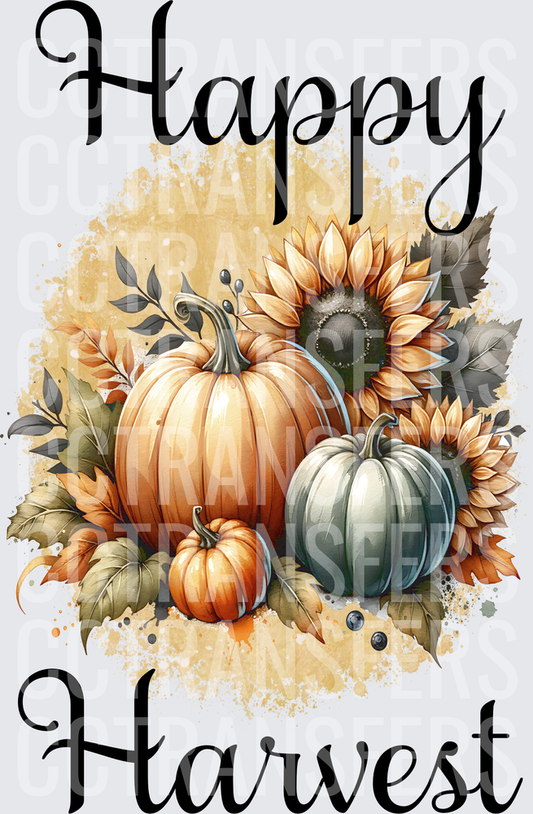 Happy Harvest Pumpkins and Sunflowers Fall Design (DTF)