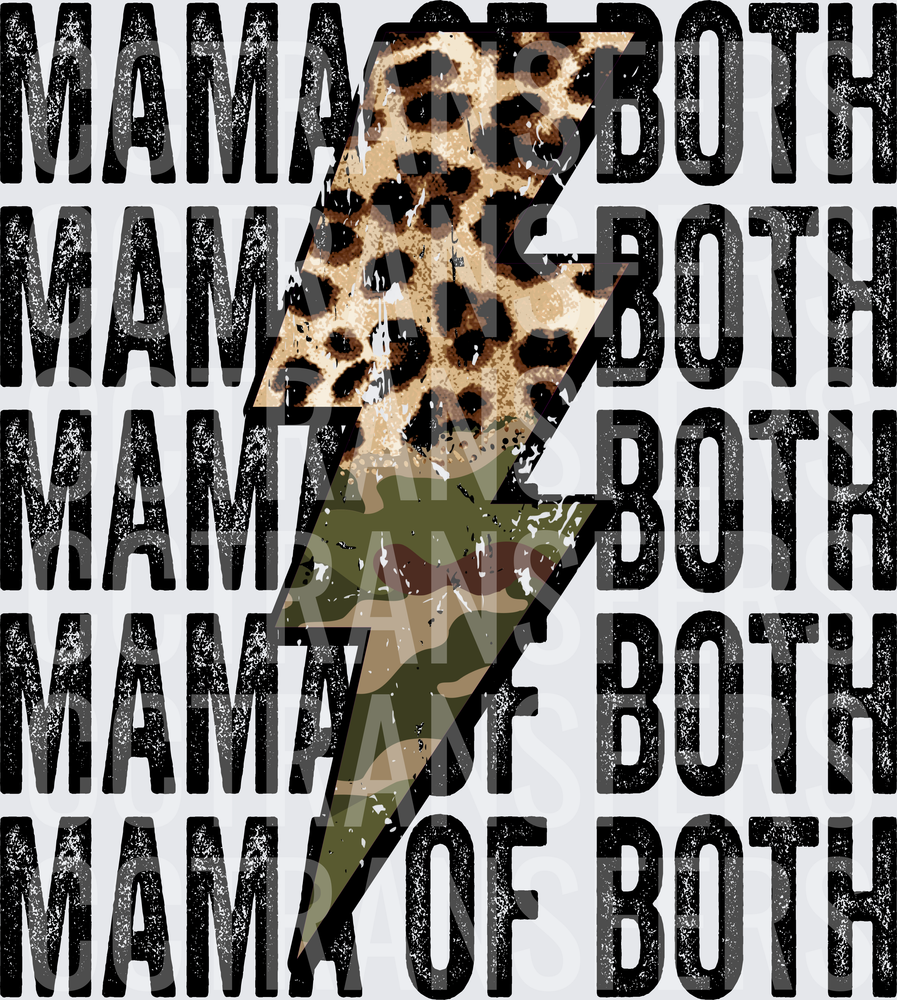 Mama Of Both Leopard Camo Lightning Bolt (DTF)