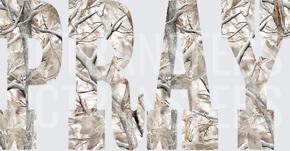 PRAY Winter Snow Camo Letters Design (DTF)