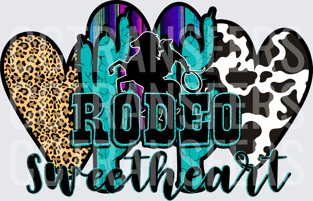 Rodeo Sweetheart Hearts Leopard Cow Print Western (DTF)