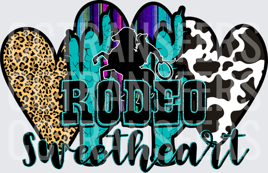 Rodeo Sweetheart Hearts Leopard Cow Print Western (DTF)
