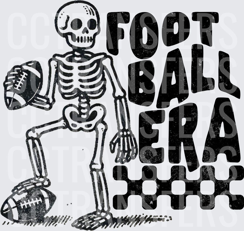 Football Era Skeleton Holding Football Retro Groovy (DTF)