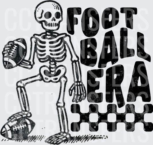 Football Era Skeleton Holding Football Retro Groovy (DTF)