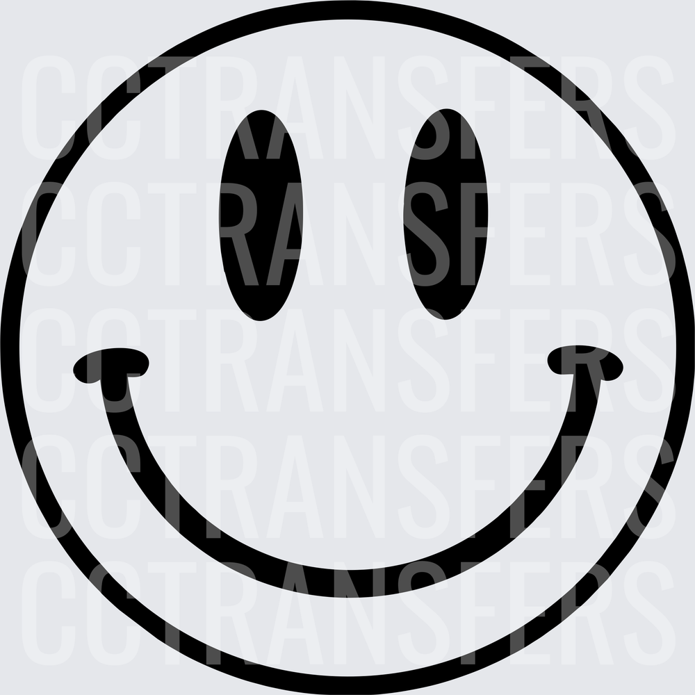 Black and White Classic Smiley Face (DTF)