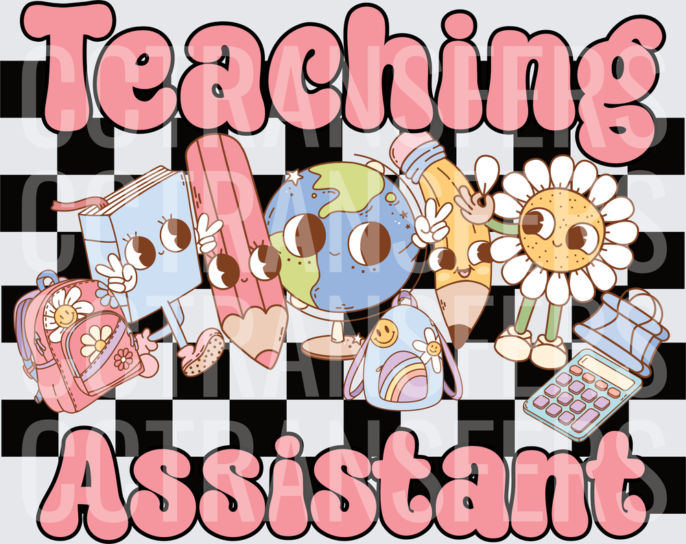Teaching Assistant Retro Groovy School Characters (DTF)