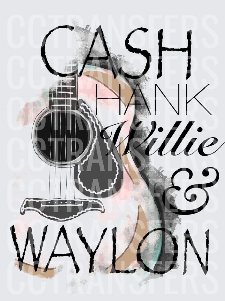 Cash Hank Willie & Waylon Acoustic Guitar (DTF)