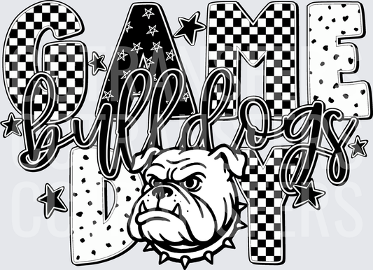 Game Day Bulldogs Mixed Pattern Mascot Design (DTF)