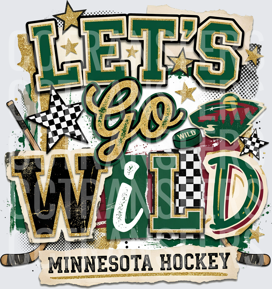 Let's Go Wild Minnesota Hockey Fan Design (DTF)