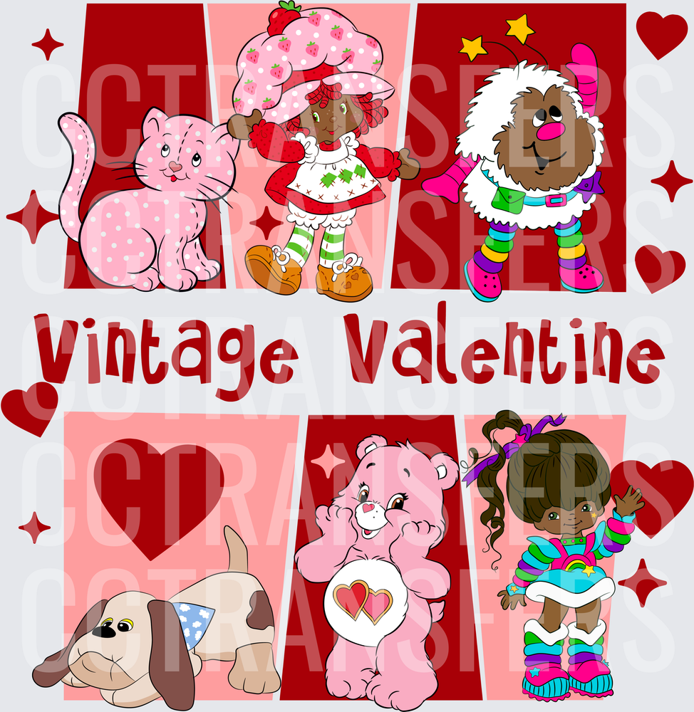 Vintage Valentine Retro 80s Cartoon Characters (DTF)