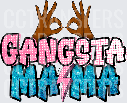 Gangsta Mama Graffiti Hands OK Sign Lightning Bolt (DTF)