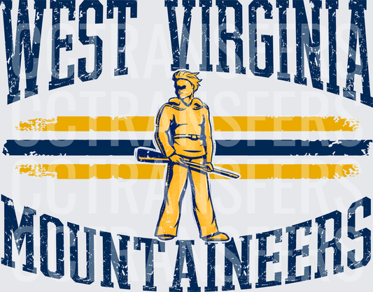 Mountaineer Mascot Vintage Distressed Spirit Design (DTF)