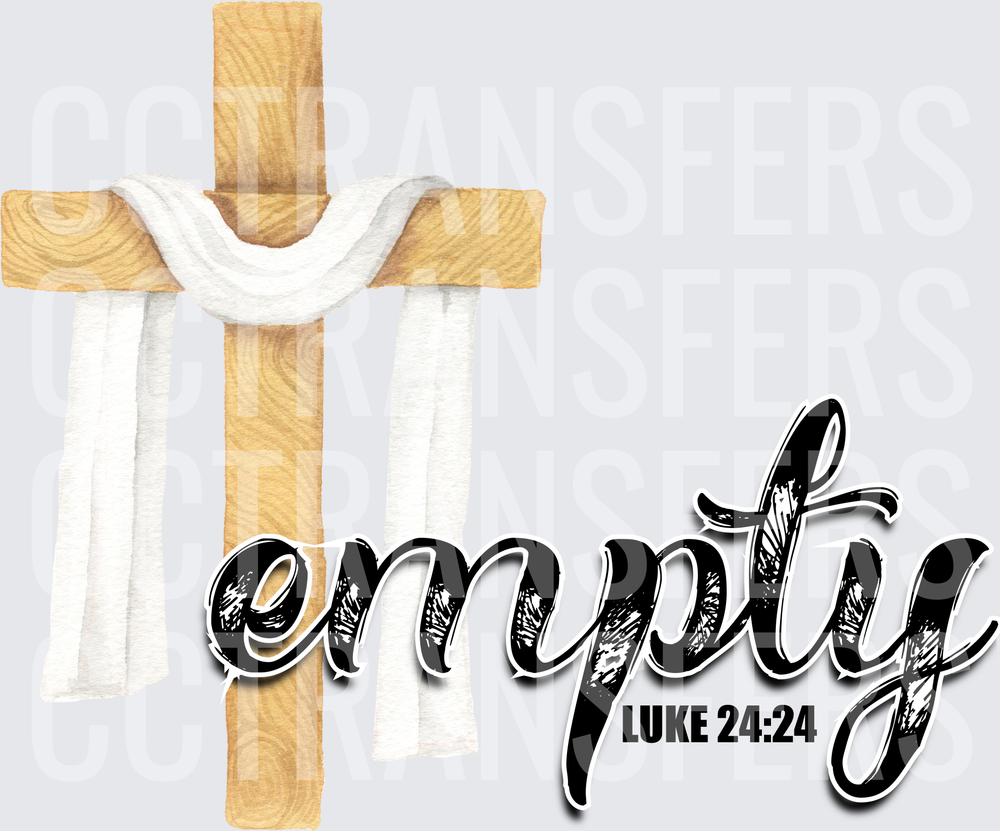 Wooden Cross White Drape Empty Luke 24:24 (DTF)