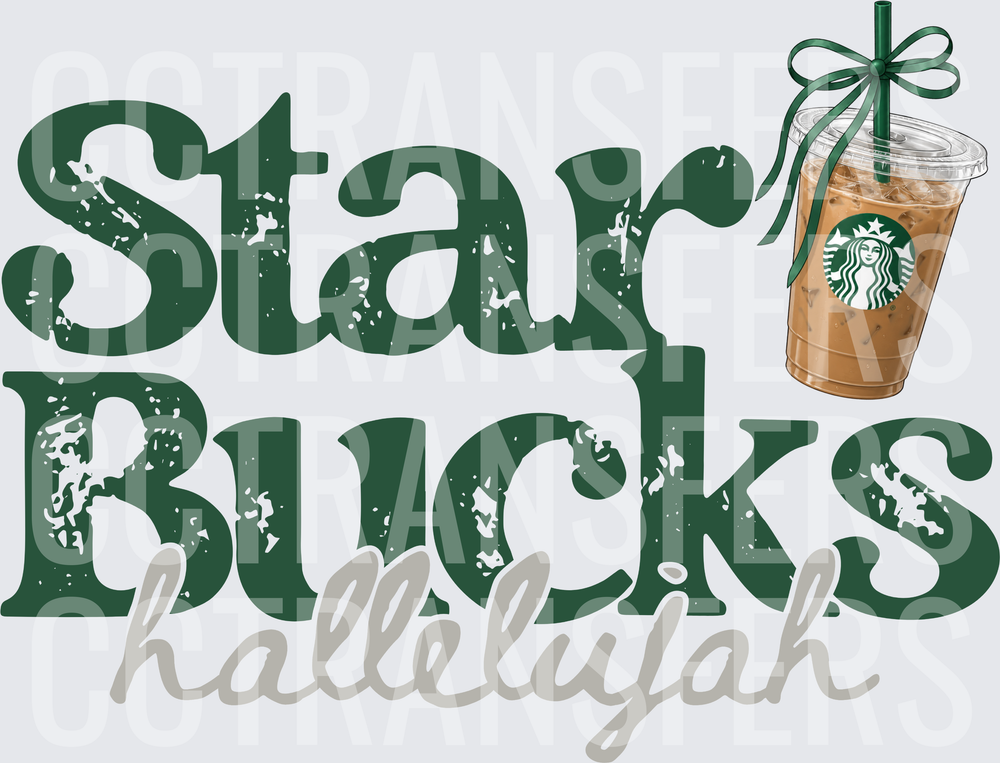 Star Bucks Hallelujah Iced Coffee Cup With Bow (DTF)