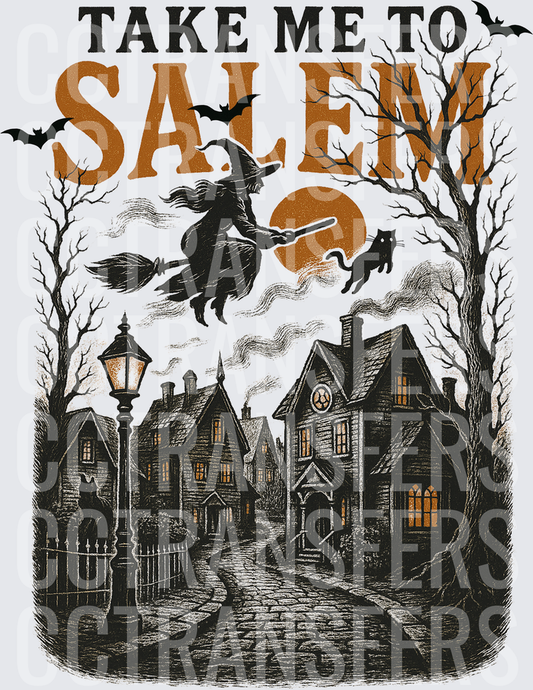 Take Me To Salem Witch Flying Broom Halloween (DTF)