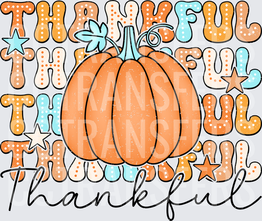 Thankful Stacked Retro Pumpkin Fall Design (DTF)