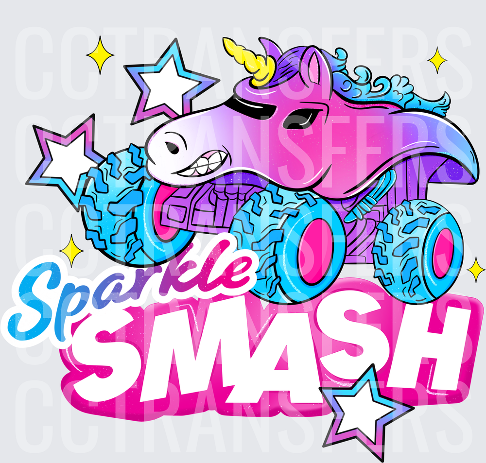 Sparkle Smash Unicorn Monster Truck (DTF)
