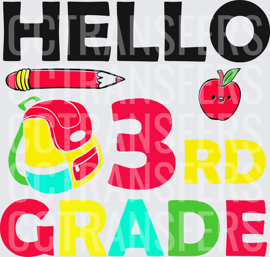 Hello 3rd Grade Back to School Pencil Apple Backpack (DTF)