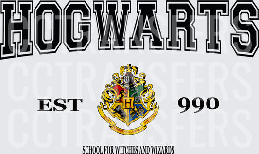 Hogwarts Est 990 School For Witches And Wizards Crest (DTF)