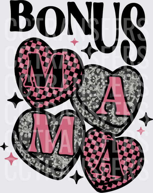 Bonus Mama Patterned Hearts Retro Groovy (DTF)