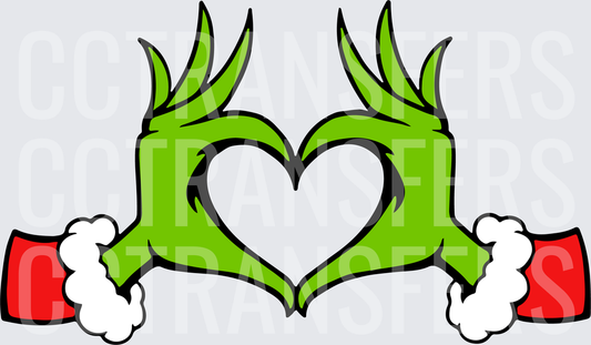 G-Man Green Furry Hands Forming Heart Shape (DTF)