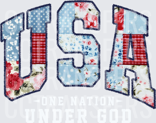 USA One Nation Under God Patchwork Varsity Letters (DTF)