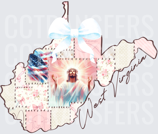 West Virginia Faith Patchwork Quilt State Map (DTF)